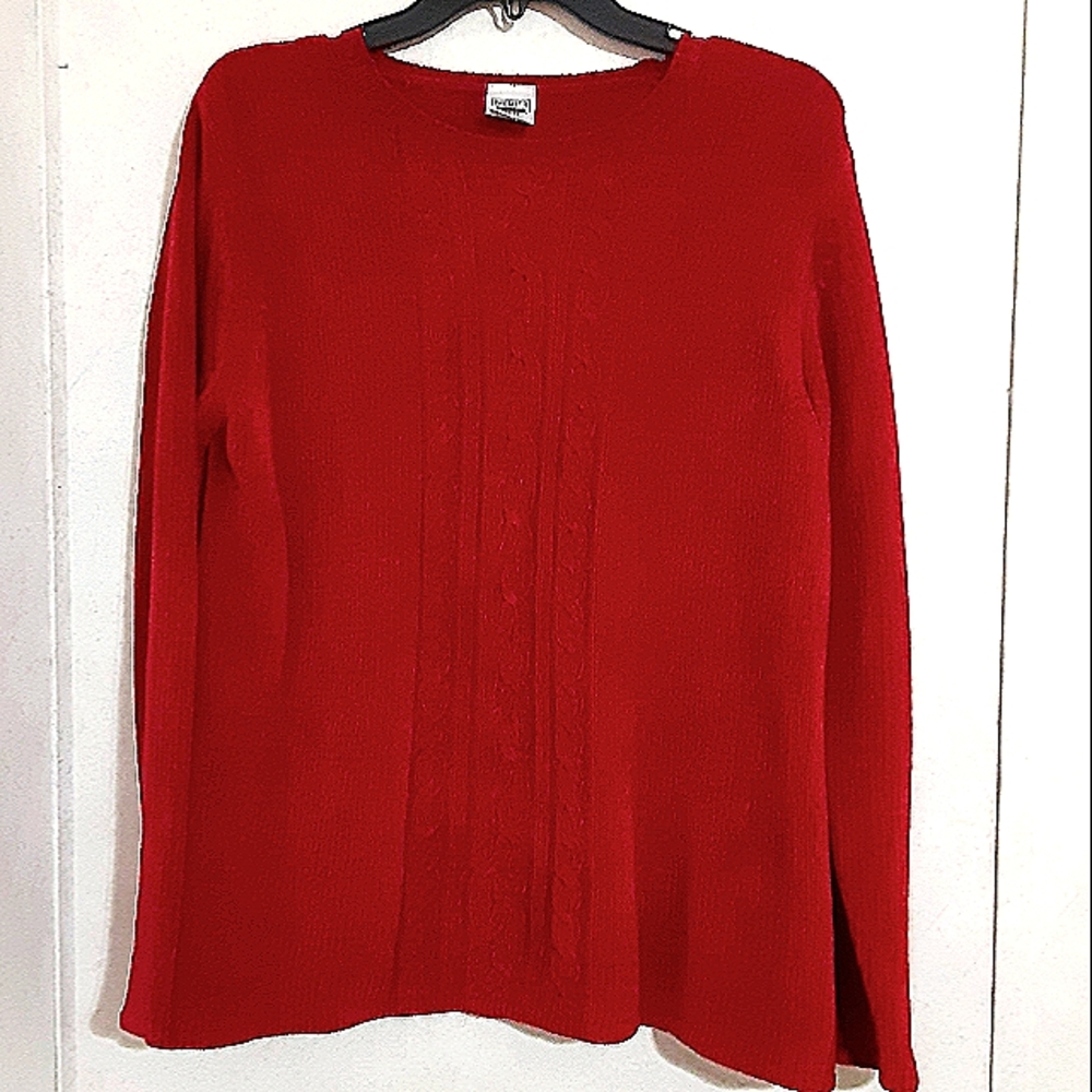 🌞SZ M VINTAGE PREMIER SOFT RED SWEATER CHENILLE